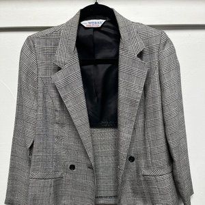 THE WORKS | Gray & White Plaid Blazer |  Super thin | 1980s | Women's Size 5/6